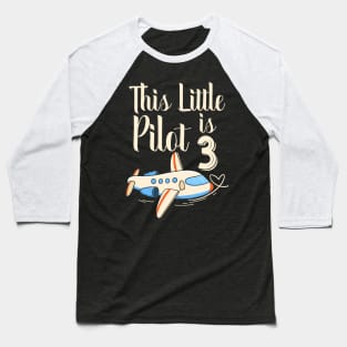 3 Year Old Boy Girl Airplane Pilot 3Rd Birthday Party Baseball T-Shirt